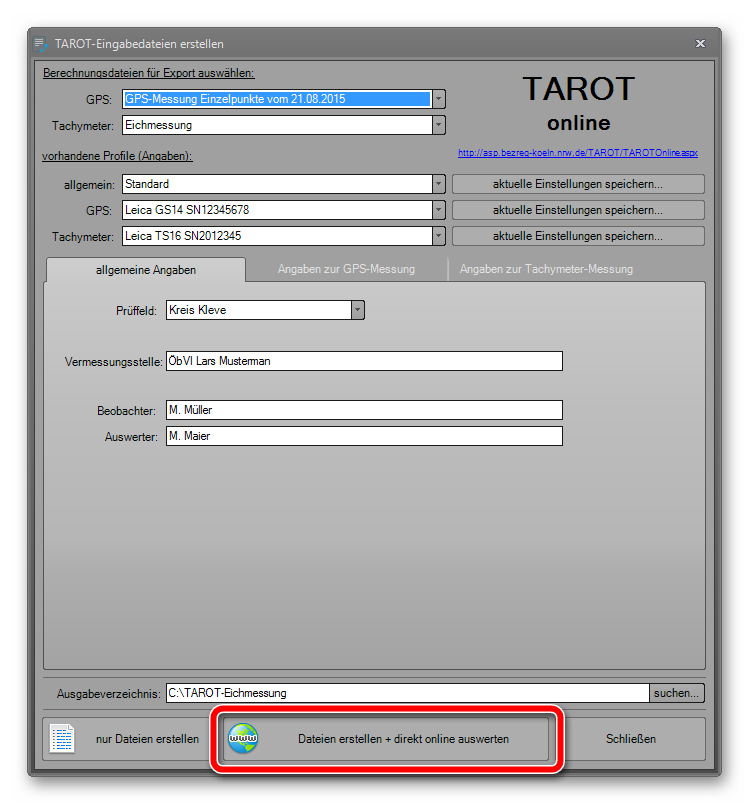TAROT-Eingabedateien erstellen